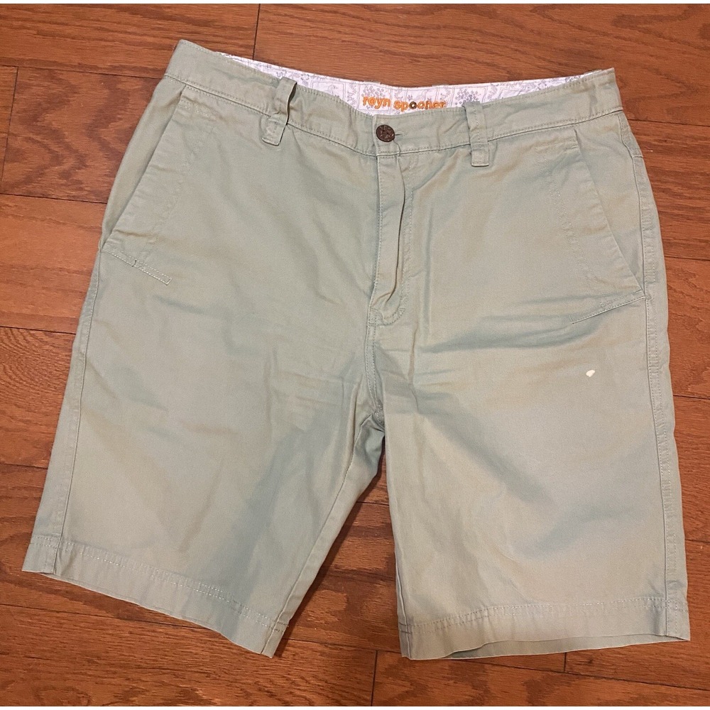 Reyn Spooner Shorts Mens 32 Green‎ Floral Chino Hawaiian Beach Cotton